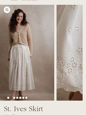 Neuflora St. Ives Cream Eyelet Midi Skirt